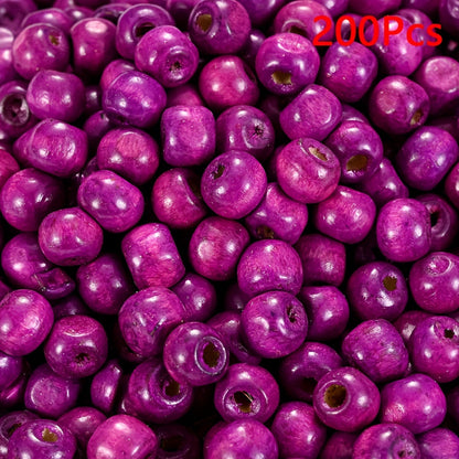 200PCS 5×6mm Rainbow Irregular Round Wood Beads