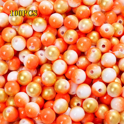 100/200pcs 6/8mm Gradient Acrylic Round Beads
