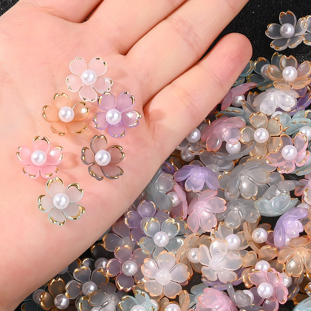 Colorful Cherry Blossom Acrylic Beads