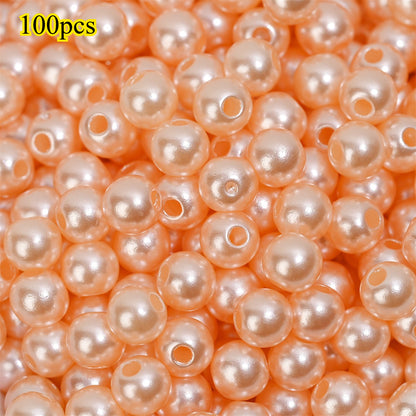 100pcs Random Colorful 8mm Round Acrylic Spacer Beads
