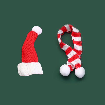 10PCS Mini Christmas Hat & Scarf Bottle Decoration Set