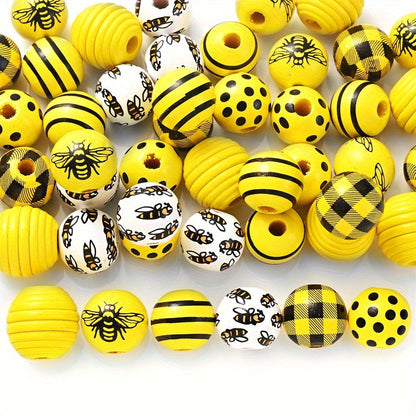 Bee Series Striped Wooden Beads