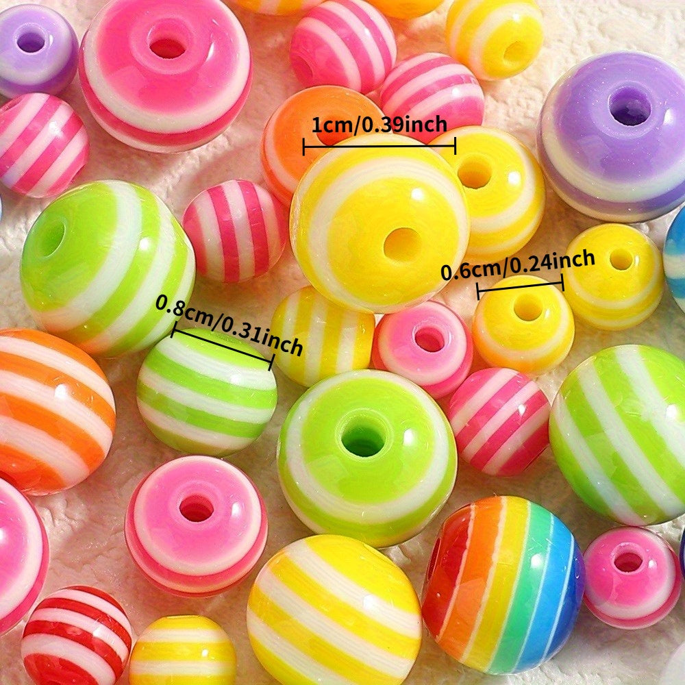 Rainbow Striped Resin Beads