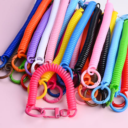 15PCS Retractable Double-Buckle Spiral Keychain Set