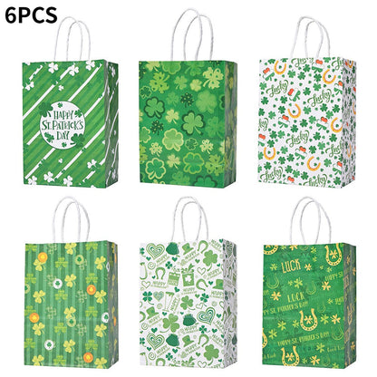 6-Piece 21x14.7x8 cm Kraft Paper Clover Gift Bags