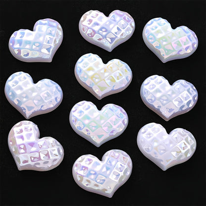 Transparent White Heart Flatback Embellishments