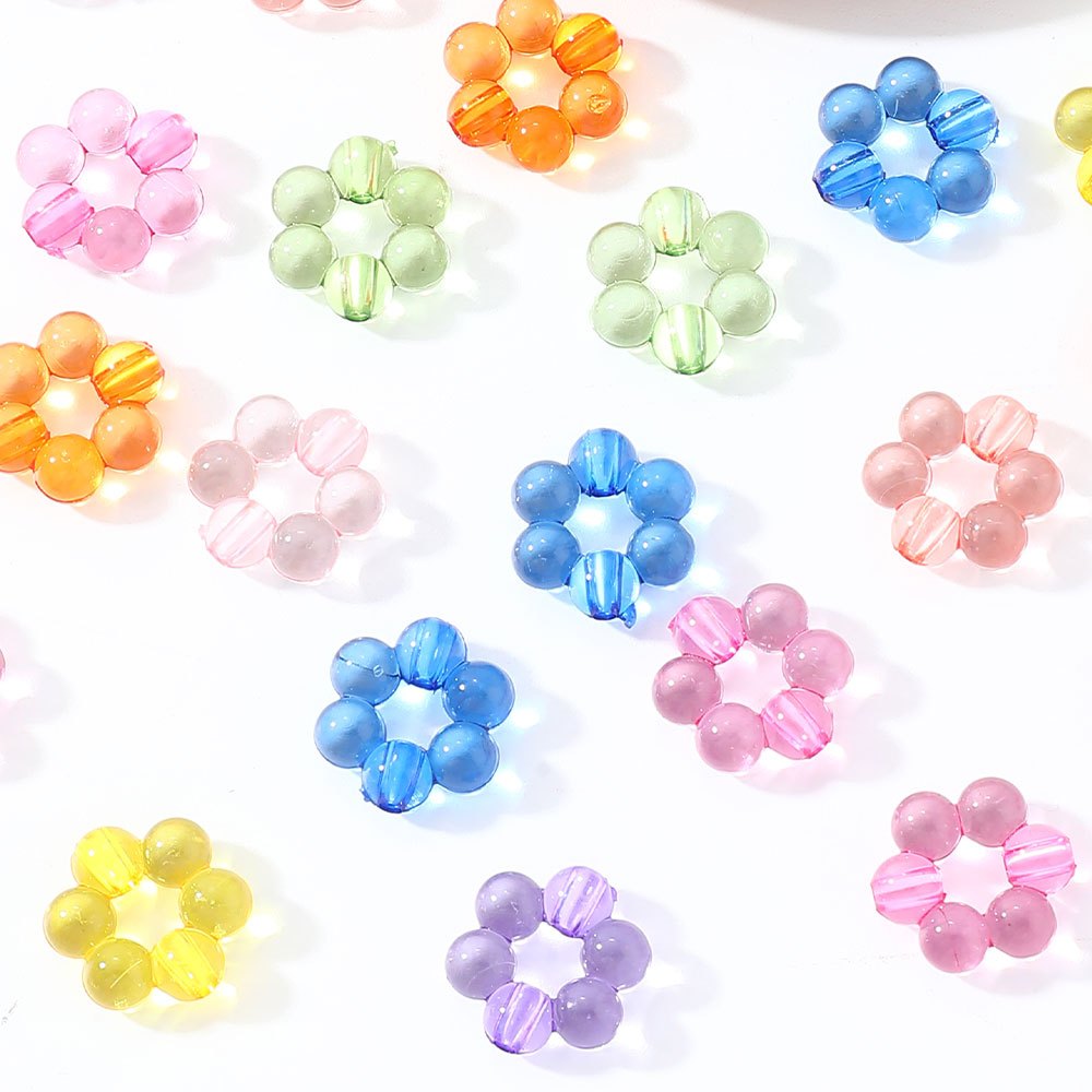 50pcs 17x16mm Transparent Flower Acrylic Beads