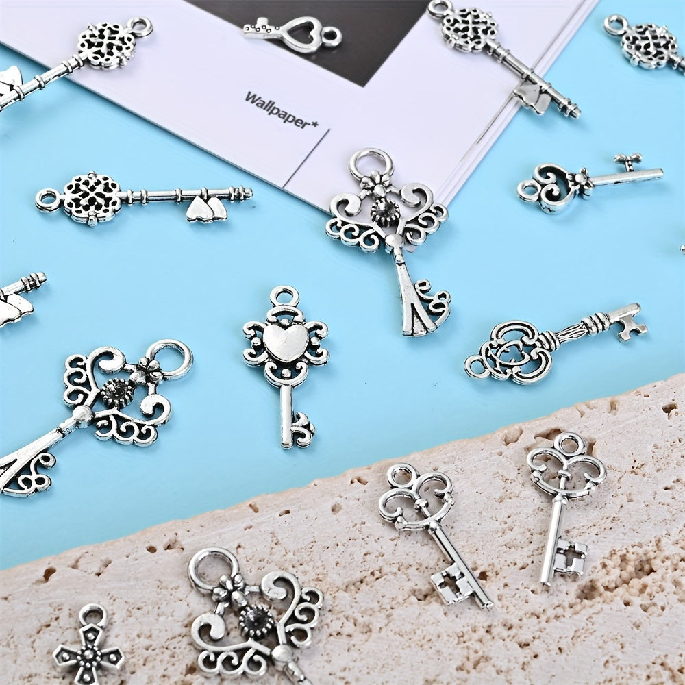 20PCS Retro Mixed Cross, Flower, Heart & Owl Metal Pendant Set