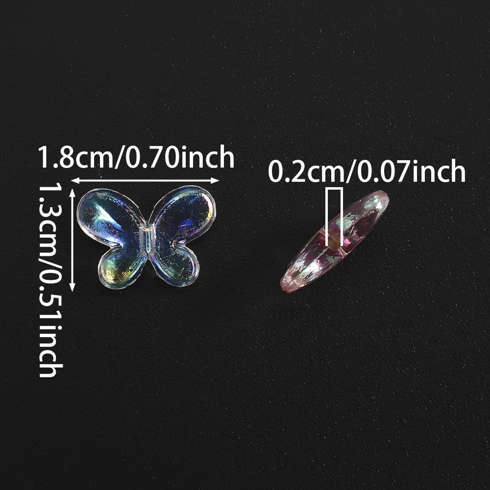 50pcs AB Mixed Color Transparent Butterfly Acrylic Beads