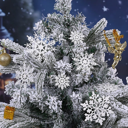 White Glitter Snowflake Hanging Ornaments