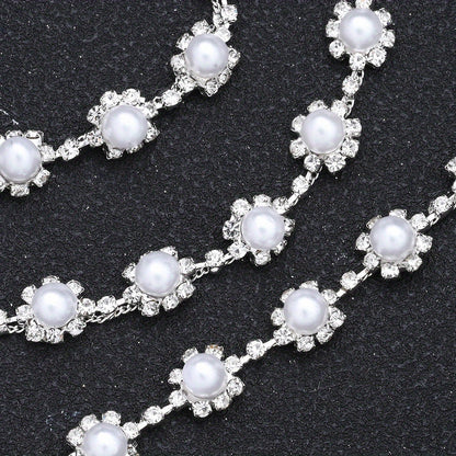 17.7 Inch Imitation Pearl & Rhinestone Bead Chain