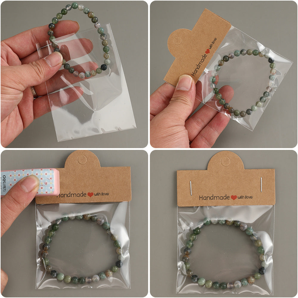 200PCS Handmade Jewelry Packaging Set with Clear Bags & Cards