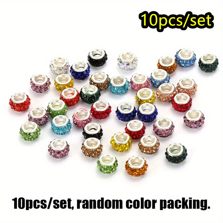10pcs/lot Colorful European Style Rhinestone Spacer Beads