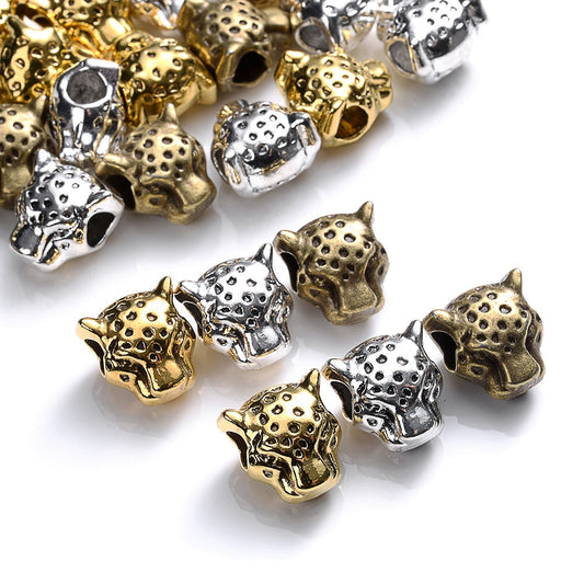 10pcs 12mm Vintage Leopard Head Spacer Beads