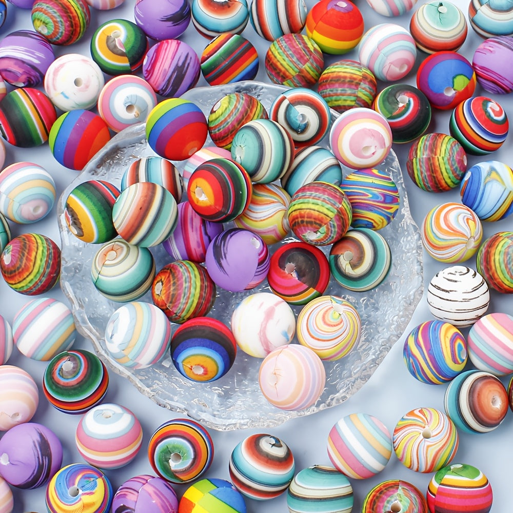 30/50pcs 15mm Universe Rainbow Silicone Beads