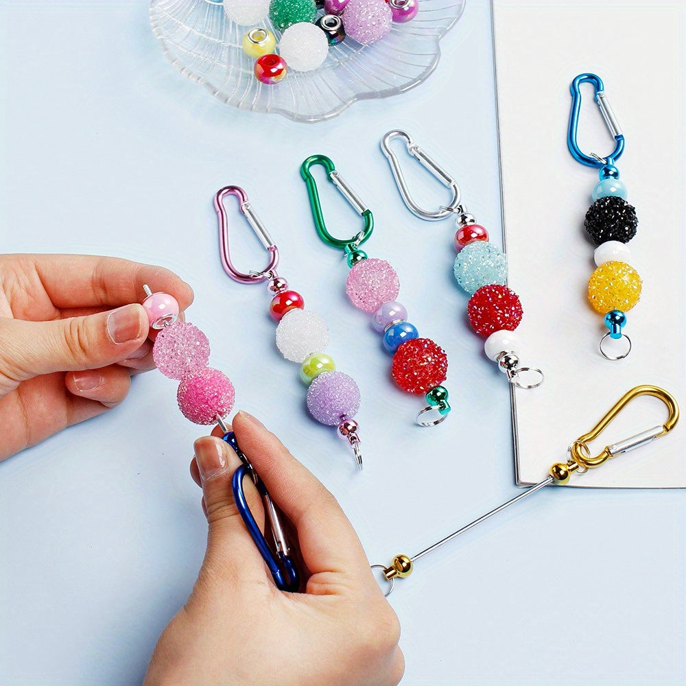 22-Piece Multicolor D-Shaped Beadable Keychain Hooks