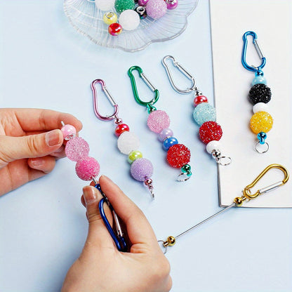 22-Piece Multicolor D-Shaped Beadable Keychain Hooks