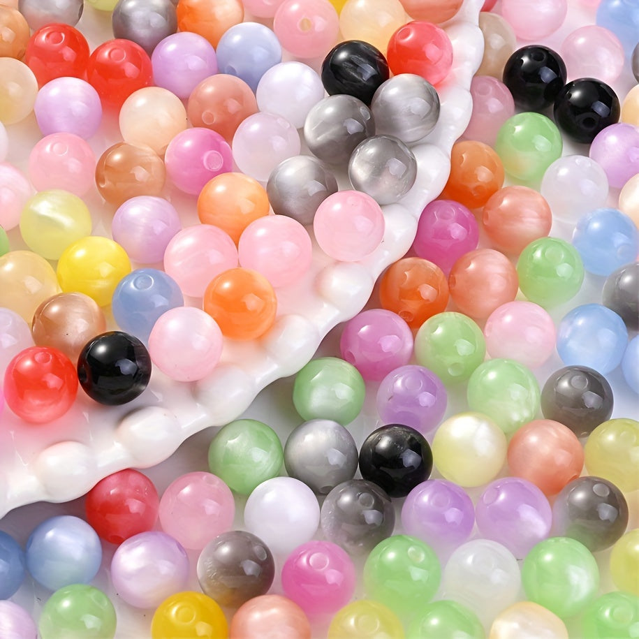 10/20/30pcs Multicolor Resin Cat Eye Round Beads