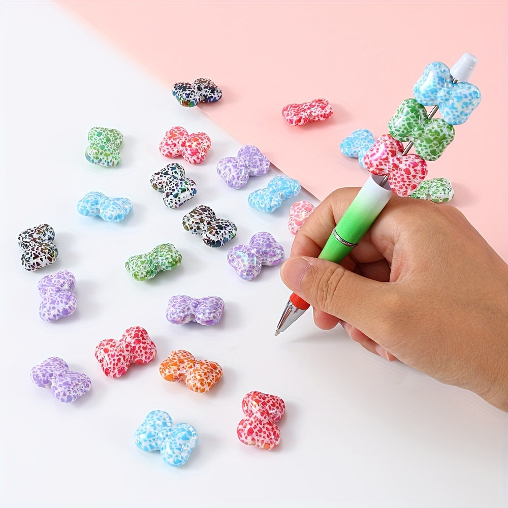10PCS 18×25mm Leopard Bow Acrylic Bead Set