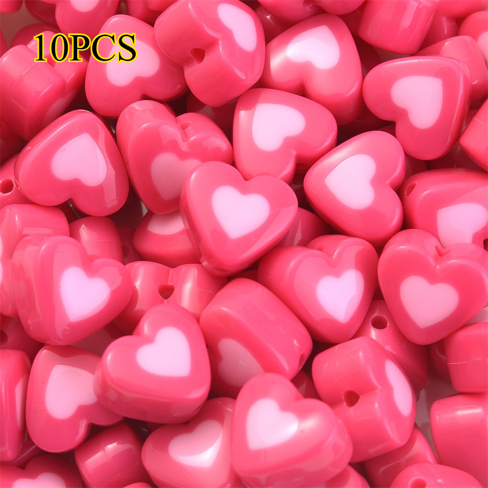 10pcs 17x15mm Sandwich Heart Acrylic Beads