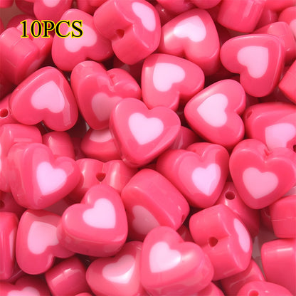 10pcs 17x15mm Sandwich Heart Acrylic Beads