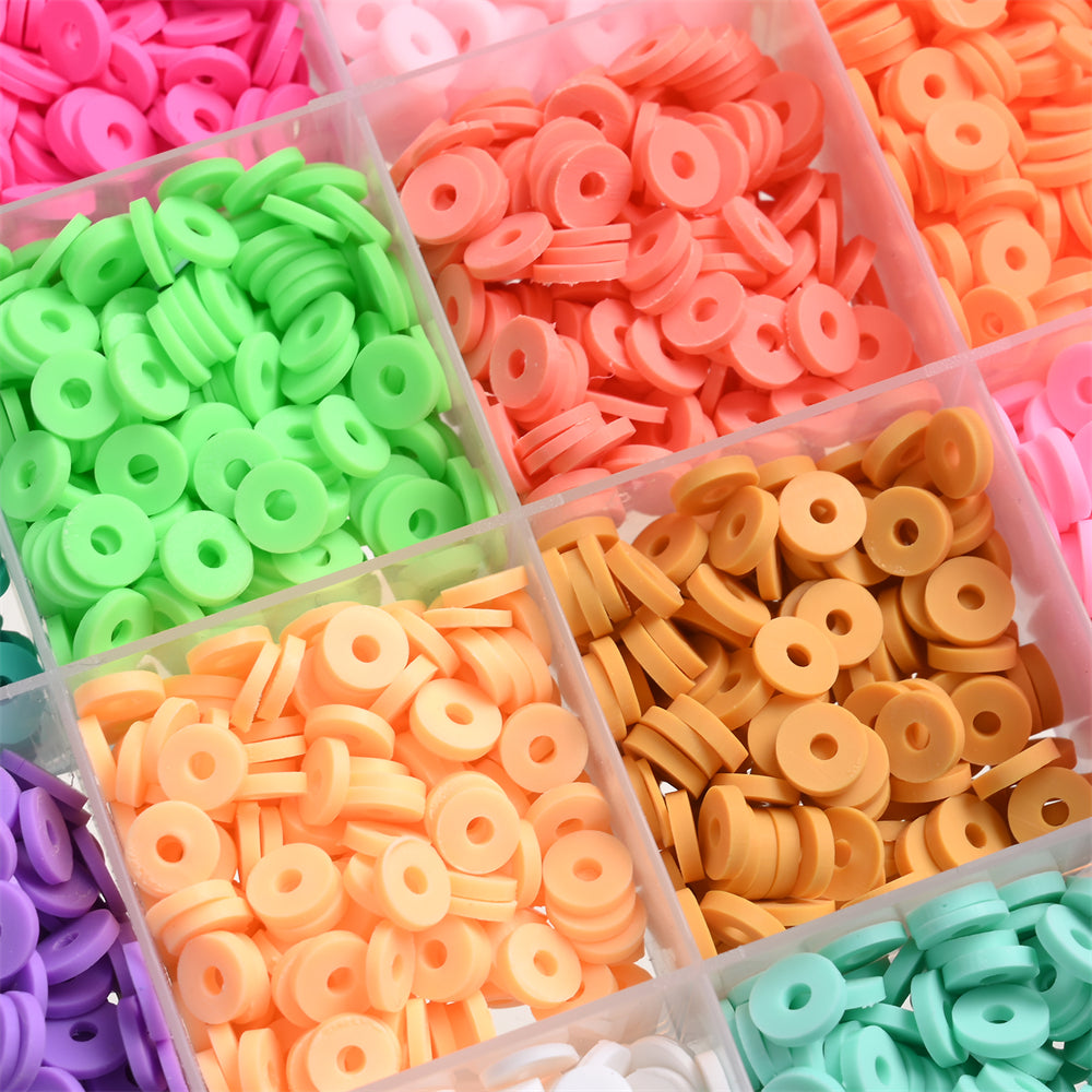 28-Color Flat Round Polymer Clay Bead Set