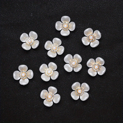 White Acrylic Petal Patch Beads