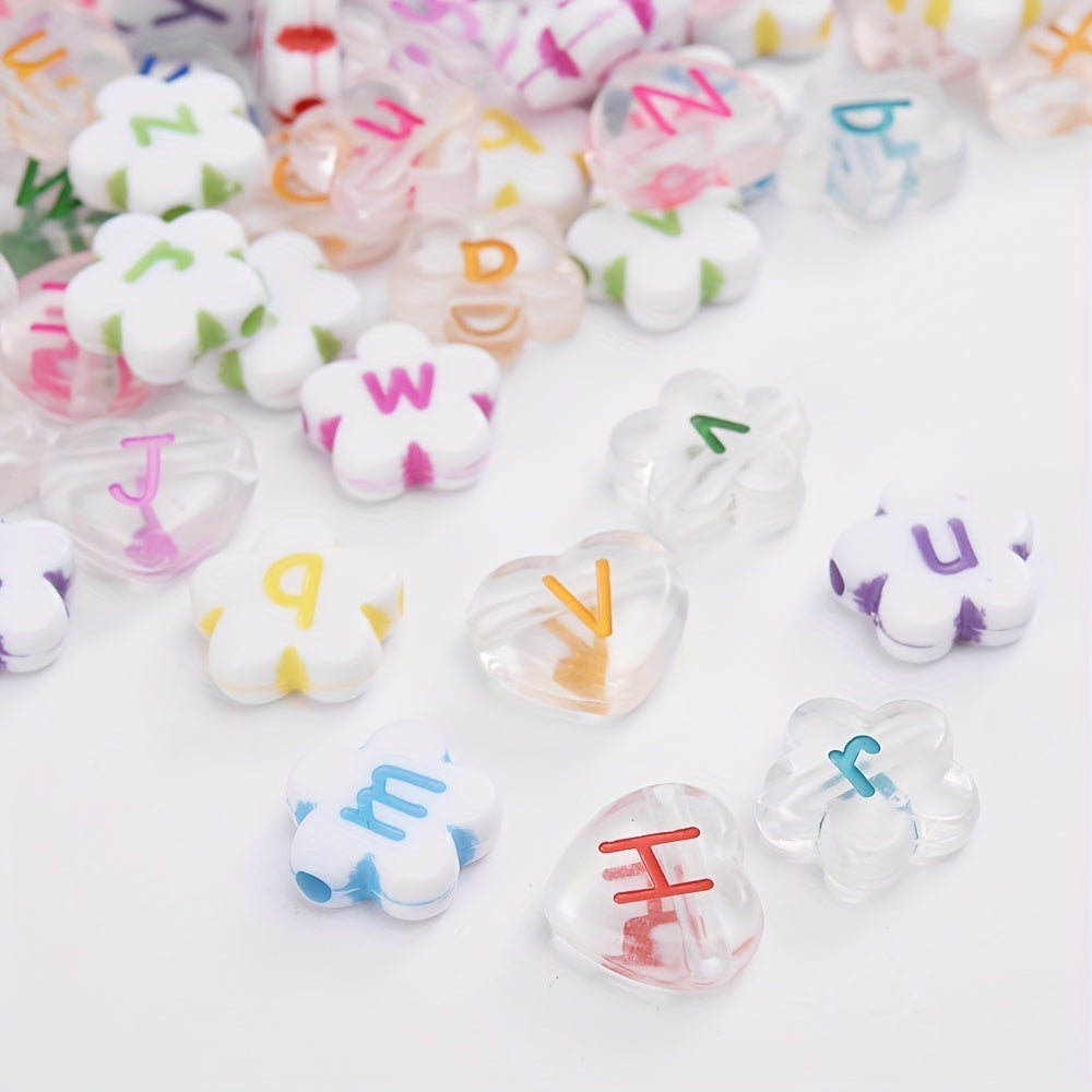 Heart Shape Letter Acrylic Beads