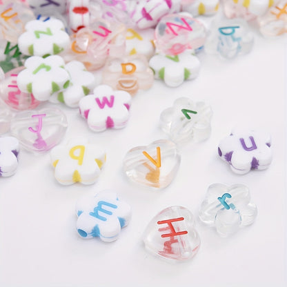 Heart Shape Letter Acrylic Beads