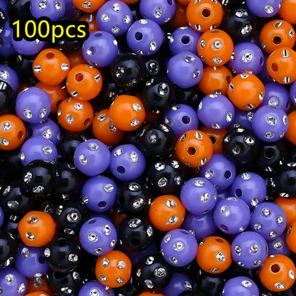 100pcs/set 8mm Halloween Color Acrylic Disco Ball Beads