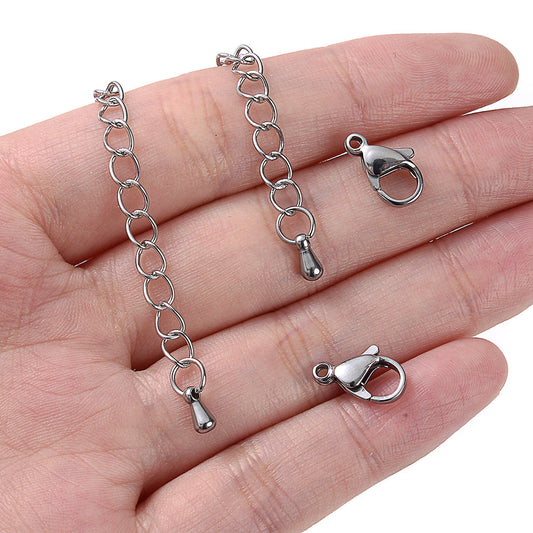 10-Piece 5/7 cm Stainless Steel Lobster Clasps & Extension Chains