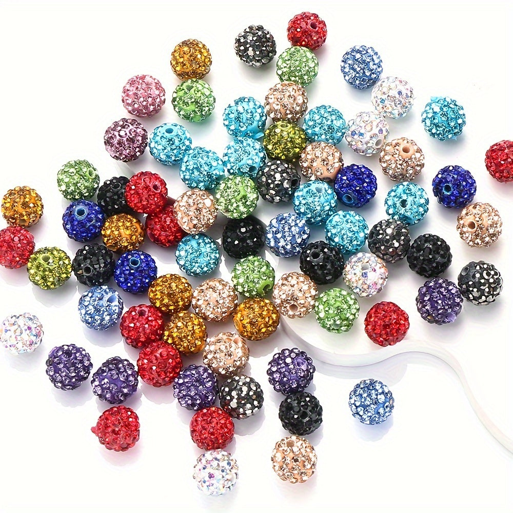50/100pcs Clay Ball Rhinestone Crystal Round Beads