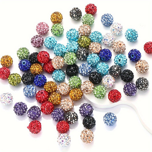 50/100pcs Clay Ball Rhinestone Crystal Round Beads
