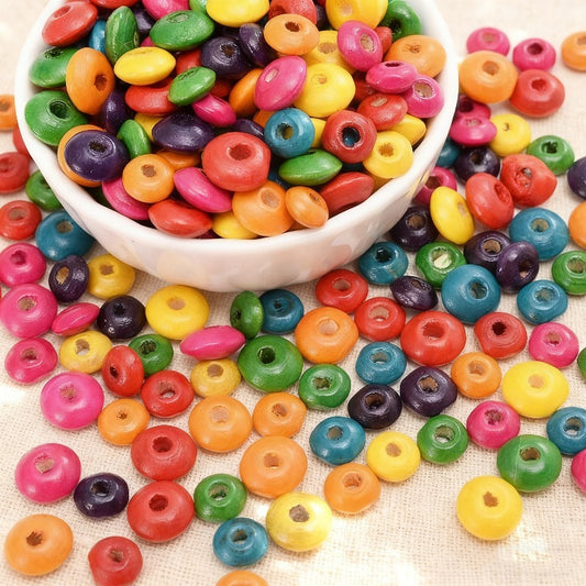 100pcs 4x8mm Colorful Wooden Abacus Beads