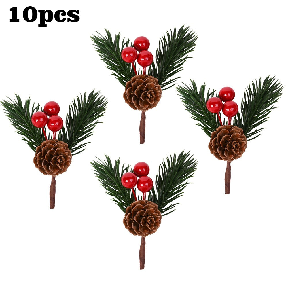 Christmas Pine Cone and Red Berry Decorations