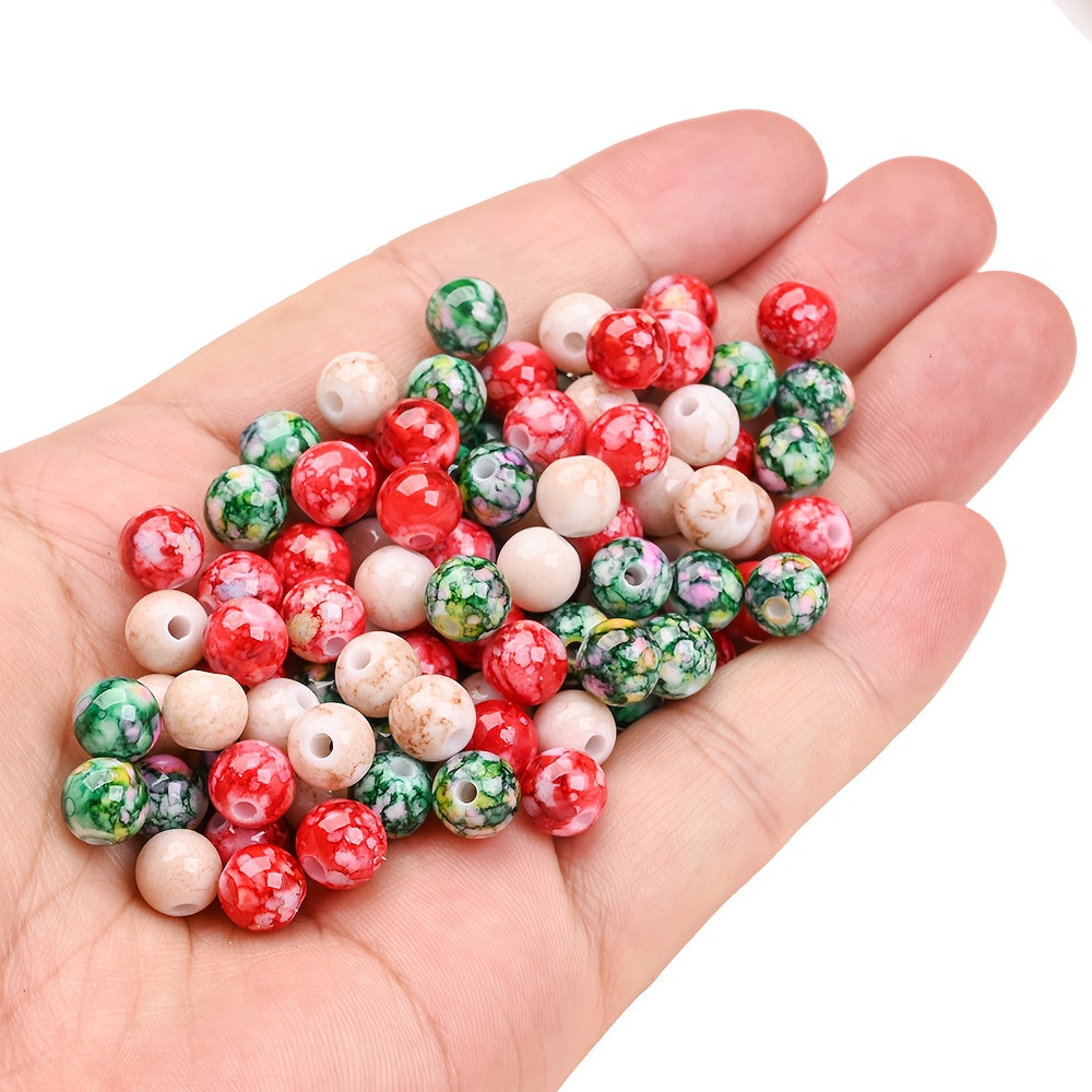 100PCS 8mm Christmas Cracked Acrylic Bead Set