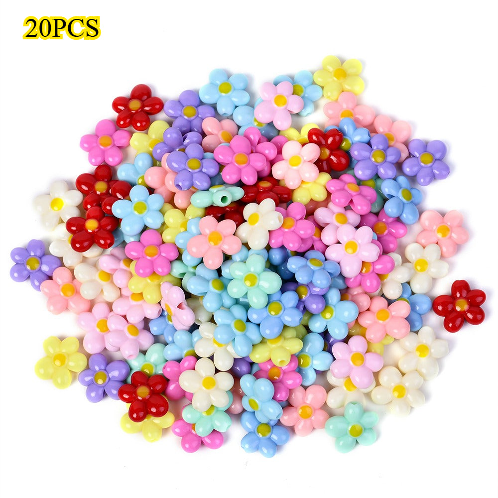 20pcs 21mm Egg-Shaped Flower Acrylic Beads