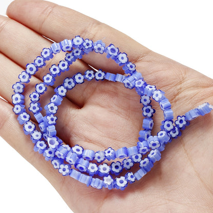 80–106PCS 4mm Colorful Stained Glass Plum Blossom Bead Set