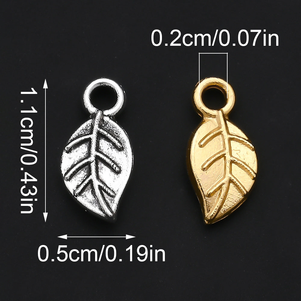 Golden Leaf Alloy Pendant Charms