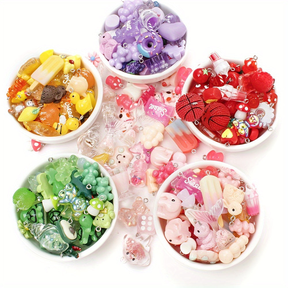 20-Piece Random Fruit, Animal & Flower Resin Charms