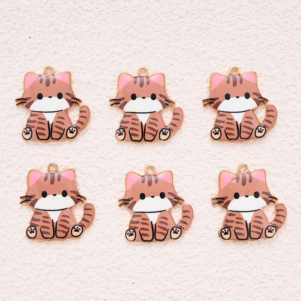 Enamel Cat Pendant Charms