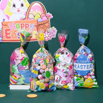 50-Piece 13x27.5 cm OPP Easter Gift Bags with Gold Print