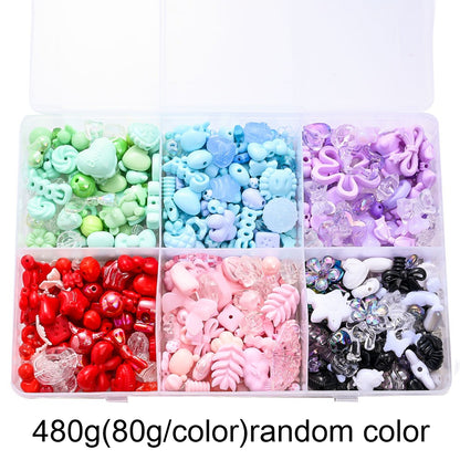 480g Random Color Acrylic Spacer Beads Set