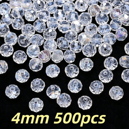 200/500pcs 4/6mm Transparent AB Faceted Glass Beads