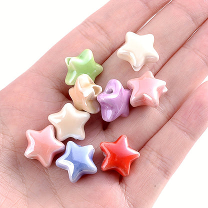 10PCS 13.5mm Multicolor Star Ceramic Bead Set