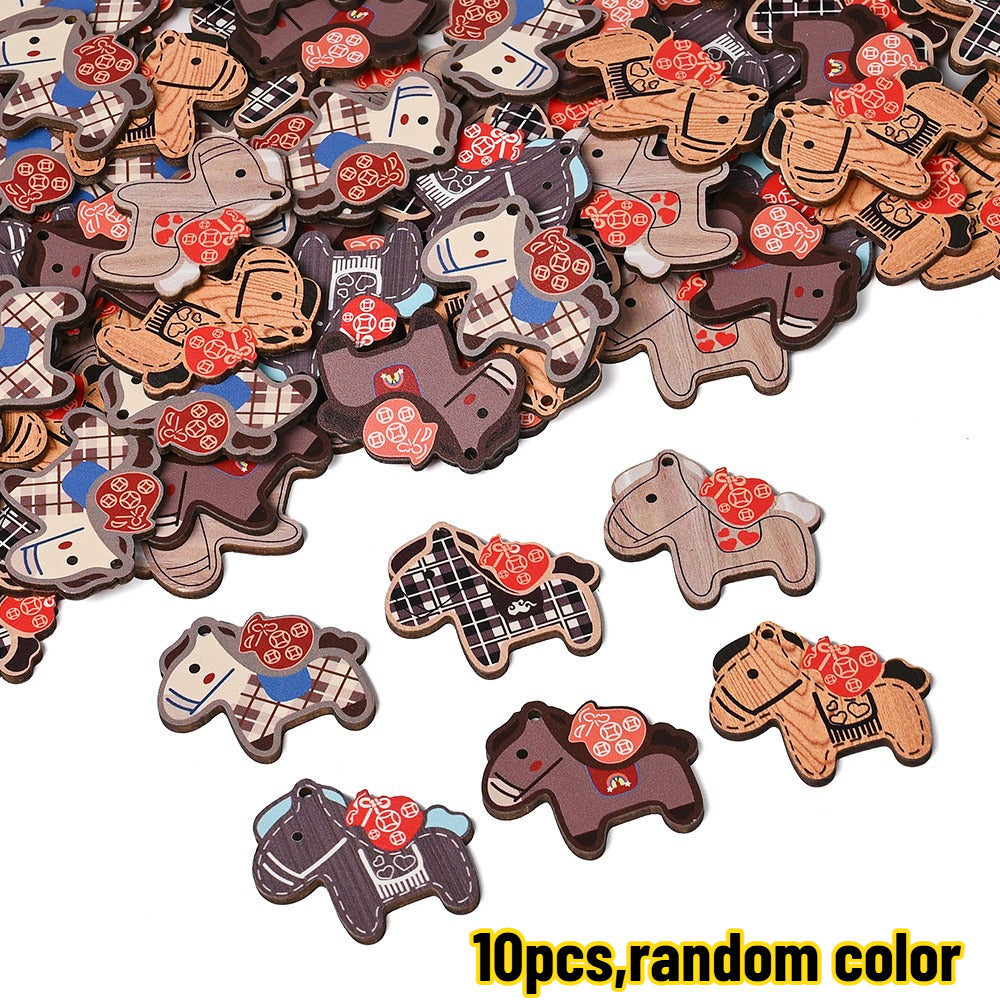 Lucky Horse Wooden Pendants