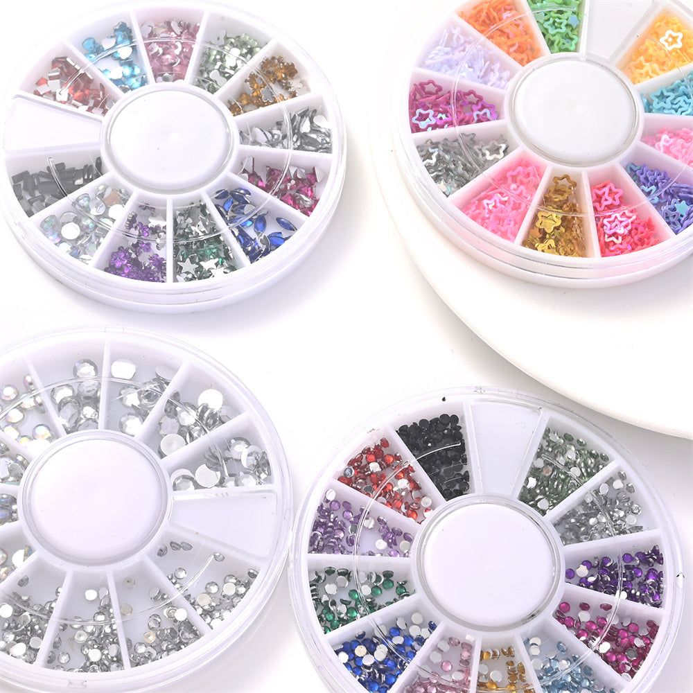 1BOX 12-Grid Transparent AB Rhinestone Sequin Set