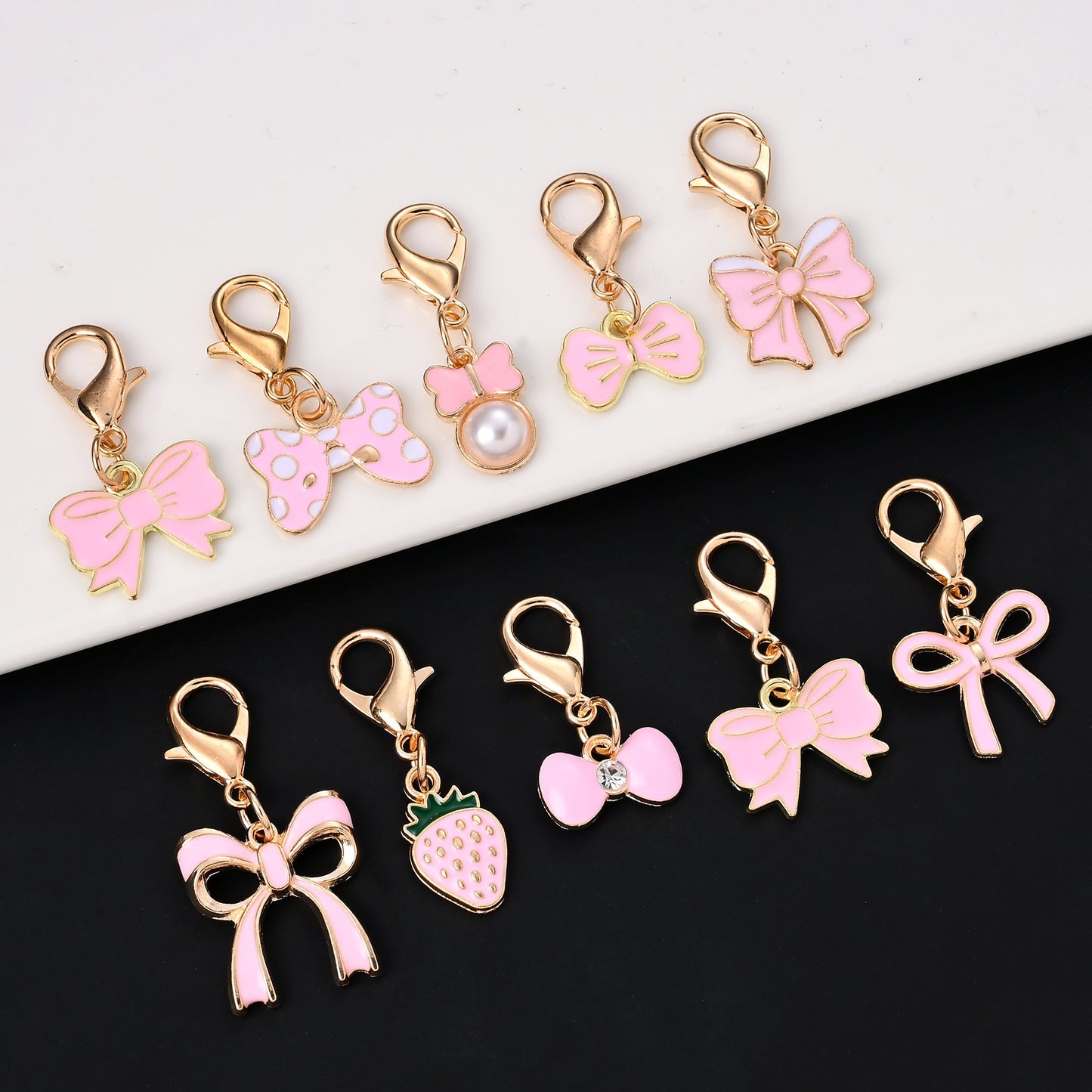 Pink Bow Enamel Pendant Charms