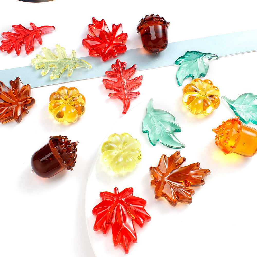 160g Resin Maple Leaf, Pumpkin & Hazelnut Decorative Set