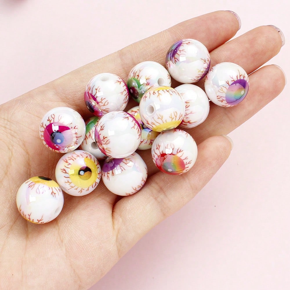 5/10/20pcs 16mm Mixed Color Evil Eye AB Plated Round Acrylic Beads